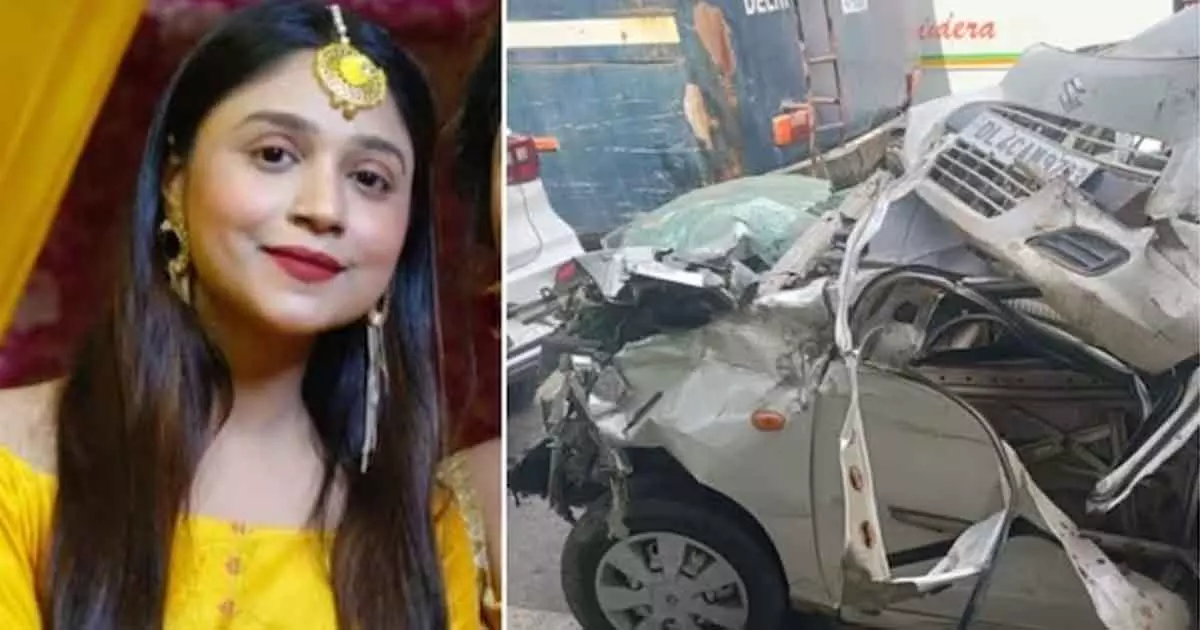 22 year old woman dies after car gets crushed between 2 trucks