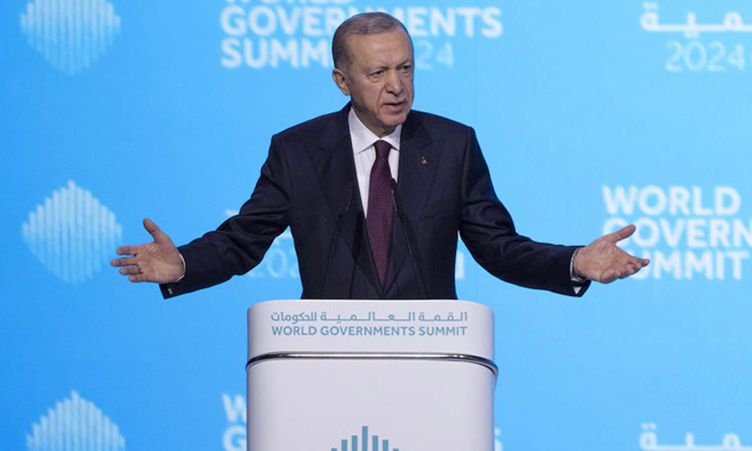 Turkish President Erdogan Calls for Palestinian State at World Government Summit in Dubai